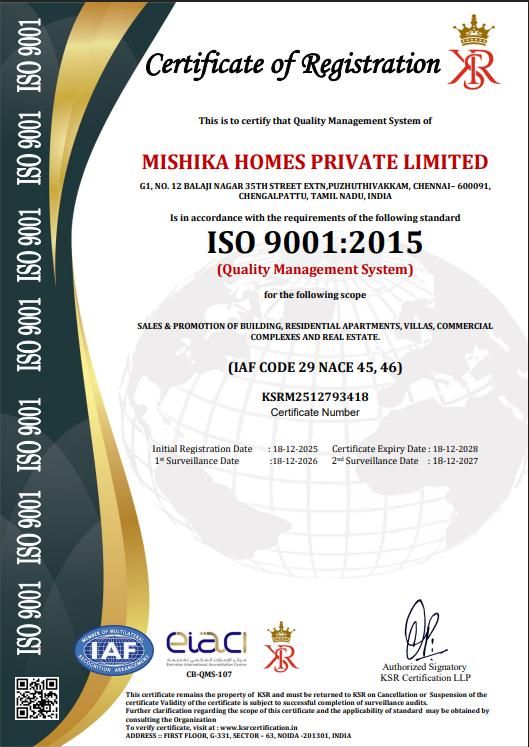 Certification - Mishika Homes
